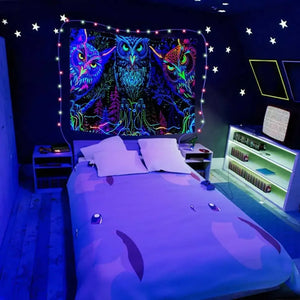 NYMB Tapisserie fluorescente Cyberpunk astronaute ultraviolette psychédélique fantaisie hippie à suspendre au mur pour décoration de chambre à coucher