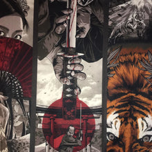 Laden Sie das Bild in den Galerie-Viewer, Wandteppich im japanischen Stil, Samurai-Schwert, Geisha-Tiger, groß, The Great Wave Moon, Kunst-Wanddekoration, Stoff-Teppich-Hintergrund