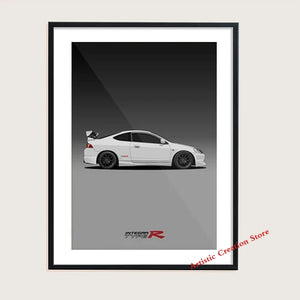 Japan Car Honda Civic Type R EK9 Posters Art Canvas Painting Print Pictures for Nordic Family Bedroom Wall Art Home Decor Gift