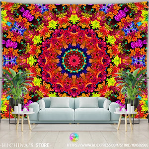 Tapiz de Mandala para colgar en la pared, tela de pared Bohemia, decoración de la habitación, tapiz hippie psicodélico estético, tapiz de sol y luna, decoración del hogar para dormitorio