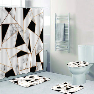 Ensemble de rideaux de douche en marbre Rose or Rose et gris, pour salle de bain, tapis de bain géométrique hexagone, tapis de toilette cortina de ducha
