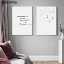 Load image into Gallery viewer, Dandelion Wall Art Canvas Painting Make Wish Dandelion Poster Prints Nordic Style Minimalist Living Room Bedroom Nursery Decor