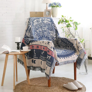 Europe Style Sofa Throw Blanket Cotton Thread Knitted Blanket With Tassel Geometry Bohemian Sofa Cover Bed Blanket Home Decor