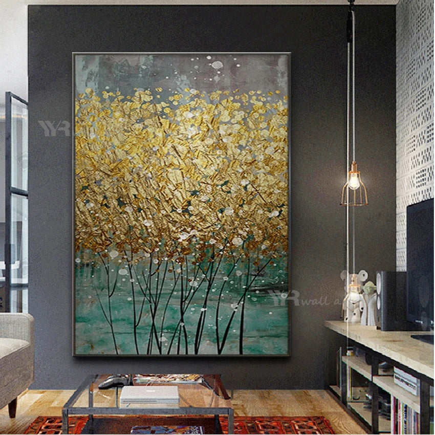 New Custom Oil Painting Wall Art Hanging Poster Handmade Canvas Mural Modern Abstract Money Tree Image For Home Hotel Decoration