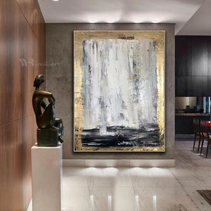 Large Modern Abstract Oil Painting On Canvas Pure Handmade Gold Picture Wall Art Hang Poster Mural For Living Room Hotel Decor