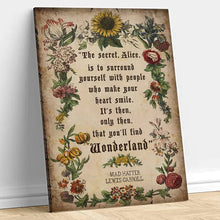 Laden Sie das Bild in den Galerie-Viewer, Inspirierendes Zitat Alice im Wunderland Poster Drucke Leinwand Malerei Cartoon Retro Wandkunst für Wohnzimmer Heimdekoration