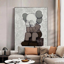 Carica l&#39;immagine nel visualizzatore della Galleria, Modern Gray Cartoon Animal Picture For Children&#39;s Room Hand Painted Texture Oil Painting On Canvas Wall Poster Picture For Home