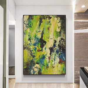 Abstract Green Rock Wall Painting For Home Decor Hand Drawn Canvas Oil Painting Hanging Poster Art Picture For Living Room Sofa