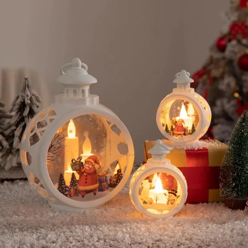 Santa Snowman Christmas LED Wind Lantern Ornaments New Year 2024 Kid Gift Christmas Tree Pendant Navidad Home Decoration Noel