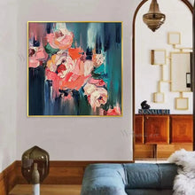 Laden Sie das Bild in den Galerie-Viewer, Abstract Floral Decor Poster Handmade Oil Painting Wall Art Hanging Canvas Picture Unframed Living Room Bedroom Restaurant Mural