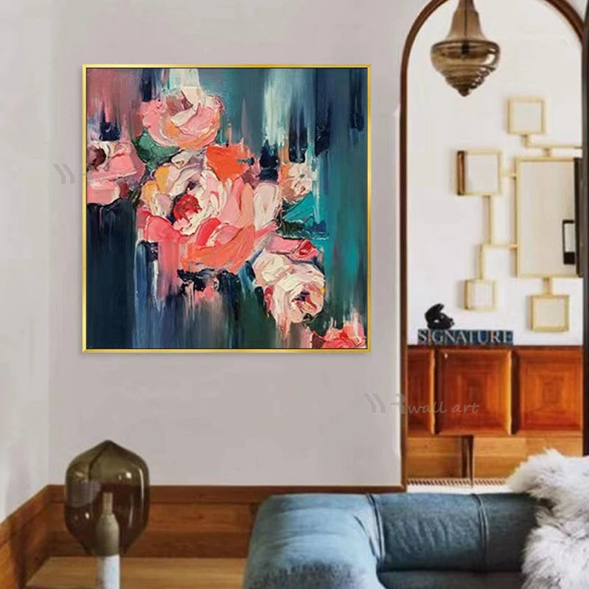 Abstract Floral Decor Poster Handmade Oil Painting Wall Art Hanging Canvas Picture Unframed Living Room Bedroom Restaurant Mural