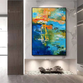 Custom Handmade Canvas Poster Abstract Art Decorative Oil Painting Wall Aesthetic Color Hanging Picture Home Hotel Large Mural