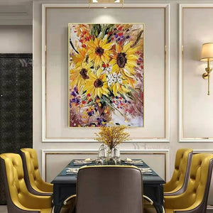 Handmade Sunflower Oil Painting Floral Famous Painting Copy Wall Art Canvas Decorative Mural for Living Room Bedroom Restaurant