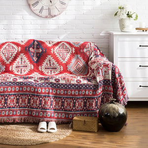 Coperta da tiro per divano in stile europeo Coperta lavorata a maglia in filo di cotone con geometria della nappa Copridivano bohemien Coperta da letto Decorazioni per la casa