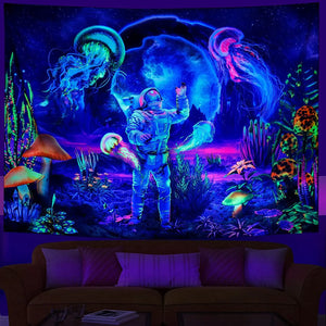 Van Gogh Sternenhimmel Fluoreszierender Wandteppich Ästhetisches Mandala an der Wand Hängendes Tuch Trippy Wandteppiche Home Room Psychedelic Decor