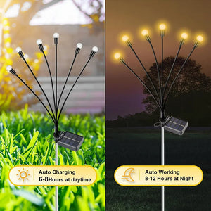 Outdoor Led Solar Firefly Lights Wind Swaying Lights Waterproof IPX6 Lawn Landscape Christmas Decor Night Lighting 6led