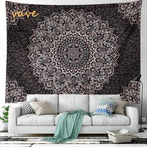 Tapiz de Mandala indio, colgante de pared de flores, tela Hippie bohemia, tapiz grande, decoración Interior de dormitorio, estética