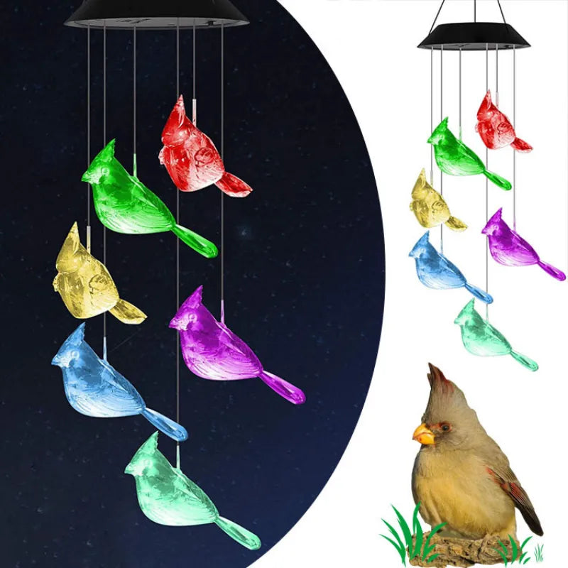 Solar Wind Chimes Lamp Hanging Pumpkin Wind Chimes Light LED Color Changing Outdoor Park Courtyard Christmas Pendant Decoration