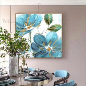 Blue Texture Abstract Floral Acrylic Decor Mural Modern Handmade Wall Art Canvas Oil Painting For Living Room Bedroom Restaurant