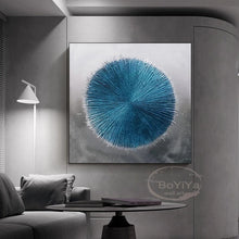 Carica l&#39;immagine nel visualizzatore della Galleria, Modern decor Blue Wall Art Poster Pure Hand-Painted Canvas Oil Painting hallway hanging Poster light luxury living room mural