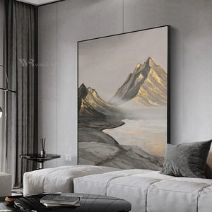 Large Size Wall Decor Oil Painting Handmade Art Canvas Poster Abstract Mountain Image Living Room Bedroom Hotel Custom Picture