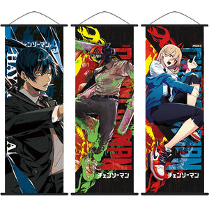 Anime Chainsaw Man Scroll Canvas Makima Power Denji Aki Mitaka Asa Wall Hanging Painting Home Decor Manga Chainsaw Man Posters