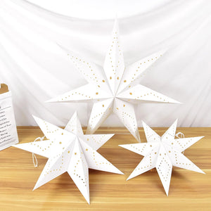 Luz LED de estrella hueca grande para fiesta, adorno colgante, estrella brillante 3D, farol de papel, decoración del hogar, lámpara de decoración para bodas y vacaciones