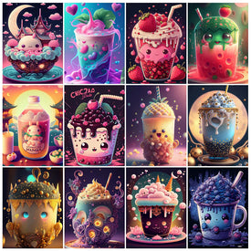2023 New Cartoon Candy Diamond Painting Kit Diamond Mosaic Cake Cup Handmade 5D DIY Embroidery Ice Cream Mosaic Home Decor Gift