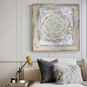 Nordic Abstract Canvas Painting Gold Circle Picture Interior Decor Handmade Acrylic Art Hanging Poster For Living Room Bedroom