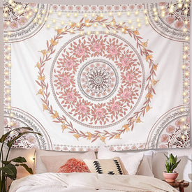 Arazzo floreale rosa Mandala appeso a parete corona boema indiana Boho Decor coperta da parete per camera tappeto materasso Yoga Beach Gobelin