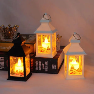 Luz Led tipo vela de Navidad, lámpara electrónica sin llama, decorativa de Navidad, linterna de viento hueca antioxidante, decoración del hogar