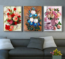 Charger l&#39;image dans la galerie, YOUQU fleurs bricolage diamant peinture mosaïque diamant broderie pleine place/rond strass peintre décoration de la maison cadeau