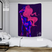 Laden Sie das Bild in den Galerie-Viewer, Abstrakte Kunst psychedelischer Wandteppich Wandbehang 80er Jahre Aktpaar Ästhetisch Boho INS Druck Hippie für Wohnzimmer Schlafzimmer Home Decor