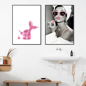Póster de decoración de inodoro para WC, arte de pared, pinturas decorativas sexis de mujer desnuda a la moda, rollo de papel ostentoso, imágenes en lienzo para baño