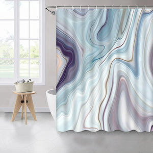 Lila Duschvorhang, modern, schlicht, bunt, Marmor, abstrakt, lila Marmor-Vorhänge, Set mit 12 Haken, Stoff, Bad, Badezimmer-Dekor