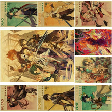 Charger l&#39;image dans la galerie, Affiche rétro de personnage Genshin Impact, impression en papier Kraft, peinture murale d&#39;art de voyage, décoration de salle de maison, Bar et café, 2023