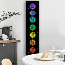 Carica l&#39;immagine nel visualizzatore della Galleria, Arazzo arcobaleno Chakra Buddismo Yoga Centri energetici cosmici meditazione Arazzi neri Appeso a parete Camera da letto Drom Home Decor