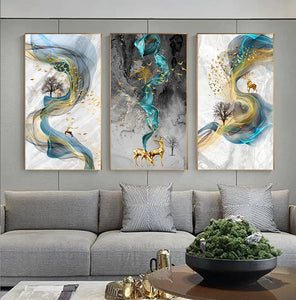 Nordic Abstract Lucky Deer Wall Picture Home Decoration Handmade Oil Painting On Canvas Art Hanging Poster For Living Room Proch