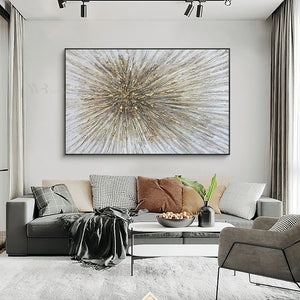 One Piece Modern Gold Line Picture On The Wall Pure Handmade Abstract Oil Painting Canvas Art Poster For Living Room Bedroom