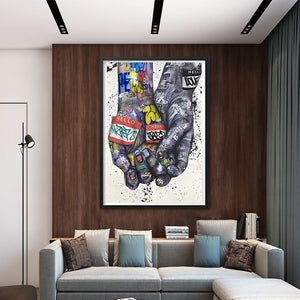 Street Graffiti Hand Kissing Skull Wall Art Poster Modern Abstract Home Decor Canvas Painting Room Mural Picture Print Artwork