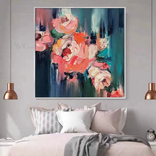 Laden Sie das Bild in den Galerie-Viewer, Abstract Floral Decor Poster Handmade Oil Painting Wall Art Hanging Canvas Picture Unframed Living Room Bedroom Restaurant Mural