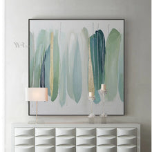 Carica l&#39;immagine nel visualizzatore della Galleria, Nordic Handmade Abstract Light Green Oil Painting On Canvas Wall Poster Hanging Picture Image For Living Room Bedroom Unframed