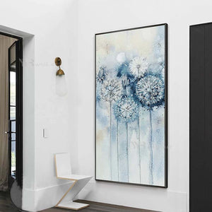 Abstract Blue Dandelion Wall Pictures For Home Decor Handmade Oil Painting On Canvas Art Hanging Poster For Living Room Bedroom