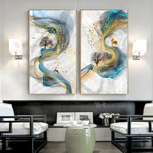 Carica l&#39;immagine nel visualizzatore della Galleria, Nordic Abstract Lucky Deer Wall Picture Home Decoration Handmade Oil Painting On Canvas Art Hanging Poster For Living Room Proch