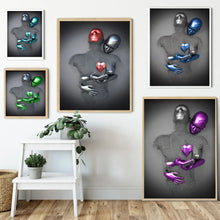 Load image into Gallery viewer, Metal Figure Statue Art Canvas Painting Posters and Prints Modern Lovers Sculpture Wall Pictures for Living Room Home Decoration