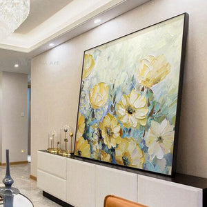 Home Aesthetics Decoration Mural Abstract 3D Flowers Art Canvas Wall Poster Handmade Oil Painting Restaurant Bedroom Living Room