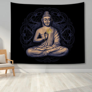 Tapiz de Buda para colgar en la pared, meditador, siete chakras, indio, bohemio, decorativo, hoja de Mandala, sofá, manta, carpa de Yoga psicodélica