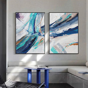 2PCS Poster Nordic Abstract Wall Art Canvas Handmade Oil Painting Hotel Home Decoration Modern Acrylic Mural Living Room Bedroom