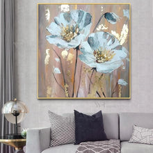 Cargar imagen en el visor de la galería, Gold Foil Flower Handmade Oil Painting Home Aesthetic Decoration Poster Abstract Wall Art Canvas Living Room Bedroom Restaurant