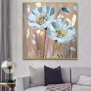 Gold Foil Flower Handmade Oil Painting Home Aesthetic Decoration Poster Abstract Wall Art Canvas Living Room Bedroom Restaurant